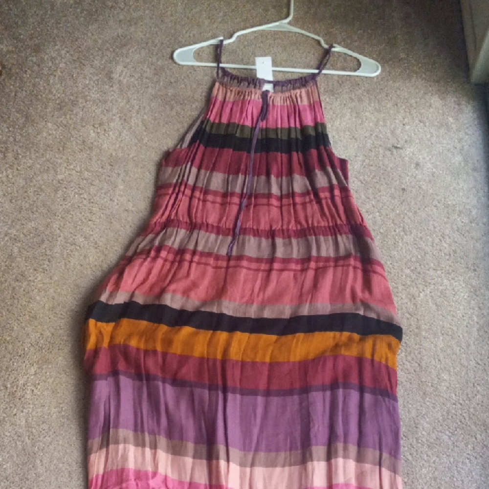 LOFT Pink and Purple Maxi Dress